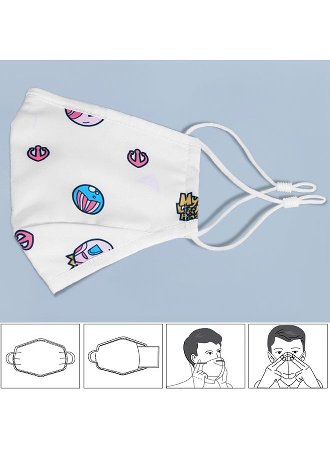 Nohoo Kids Mask, Reusable Mask, Machine Wash, Soft Elastic, 4 Layer Protection, Filter For Extra Protection, Ergonomically Designed, 1 Mask + 3 Filters, Cotton, 2-17  Years, Mermaid White - Image 5
