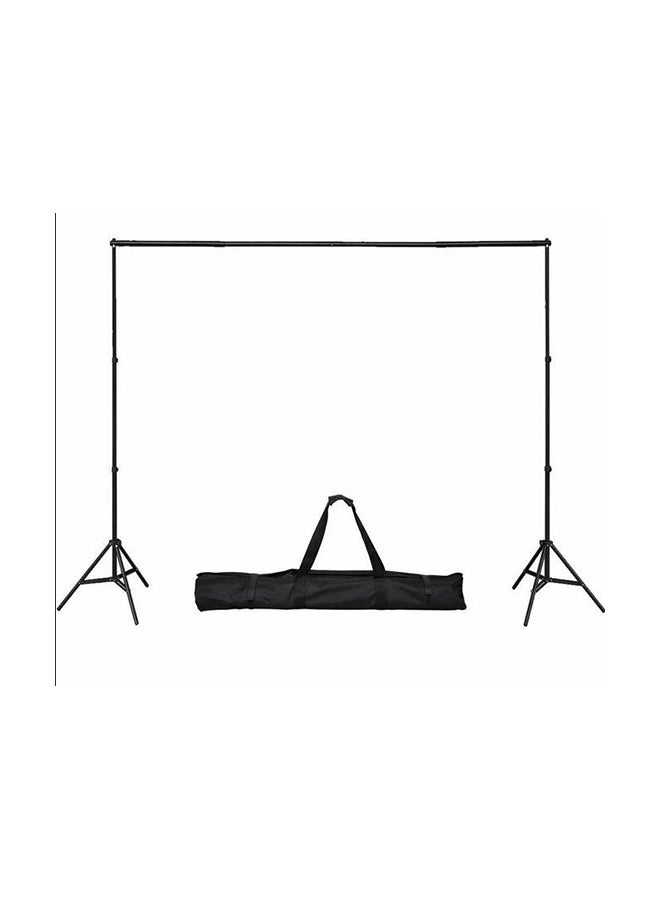 2-Piece Studio Background Support Stand With Backdrop Set 3x2meter Black - Image 1