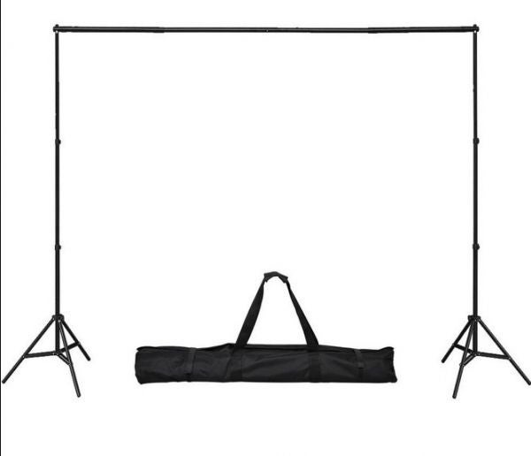 3-Piece Studio Background Support Stand With Backdrop And Clappers Set 3x2meter Black - Image 2