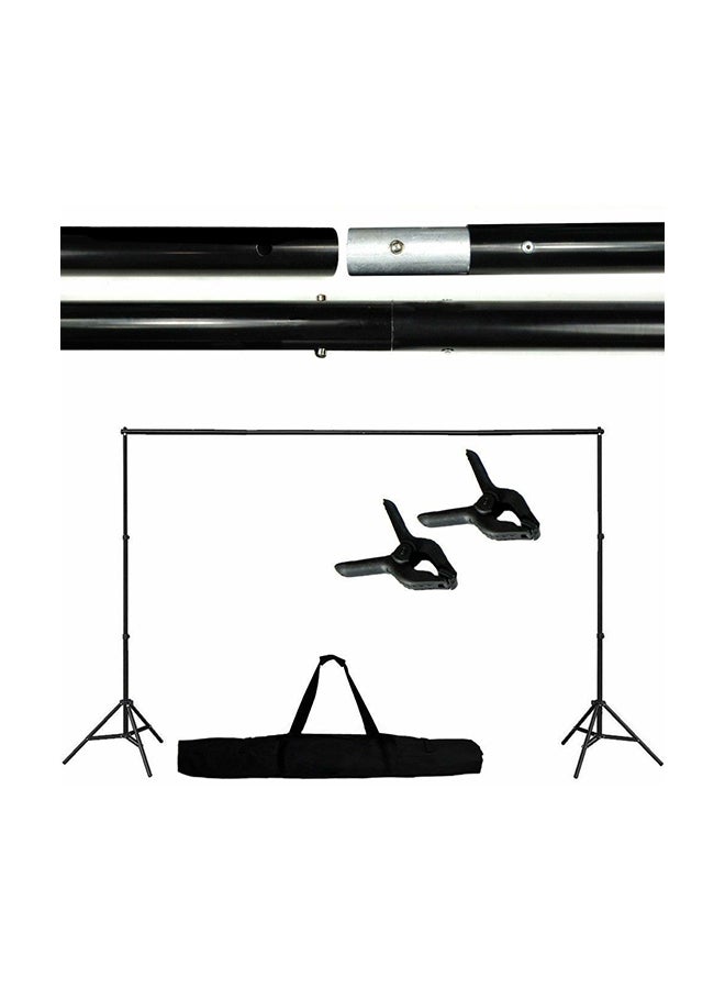 3-Piece Studio Background Support Stand With Backdrop And Clappers Set 3x2meter Black - Image 1