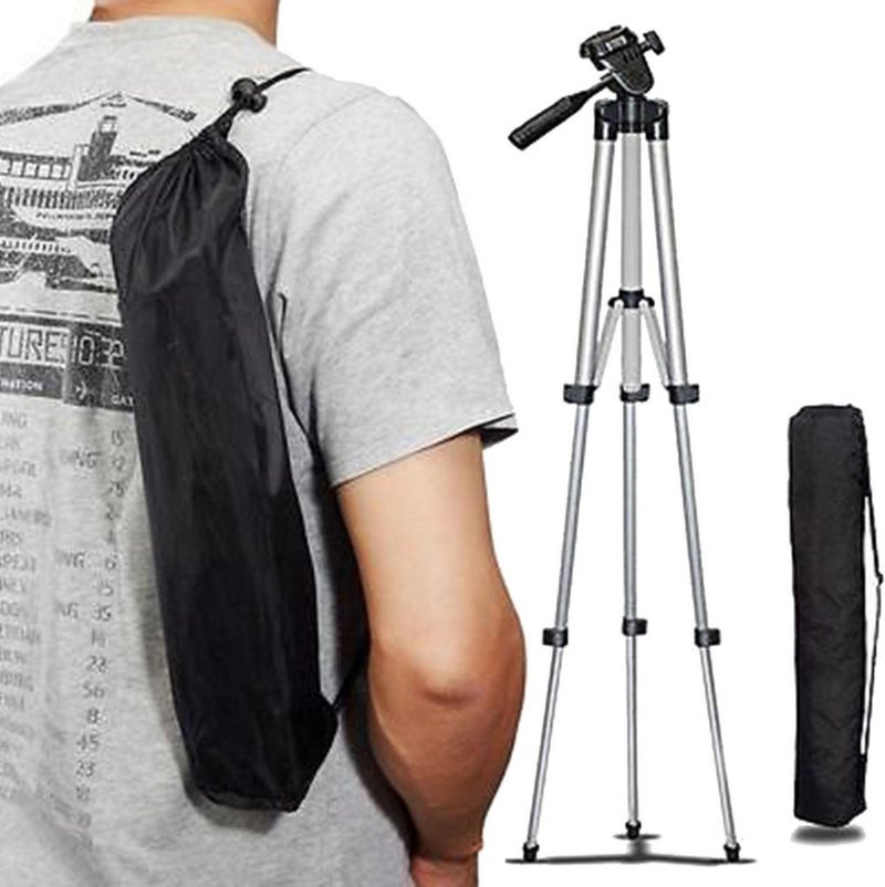 Professional Camera Tripod With Bag Silver/Black - Image 2