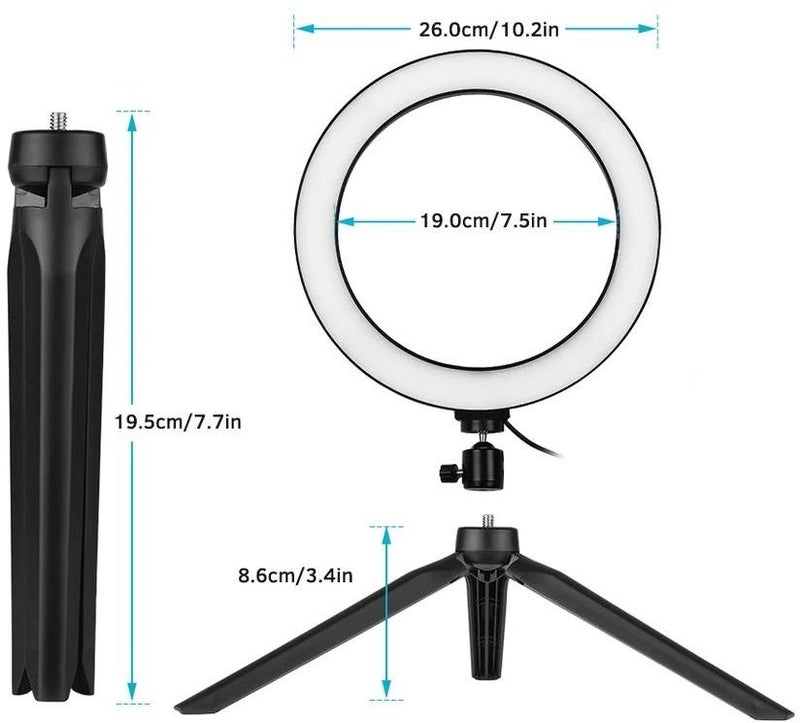 LED Photography Ring Light With Stand Black - Image 2
