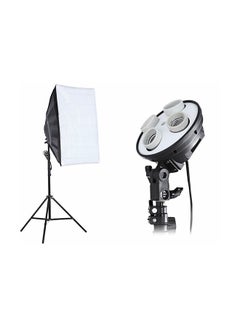 3-Piece 4 Lamp Holder With Light Stand And Soft Box Set 50x70centimeter Black/White - v1596612766/N39225266A_1