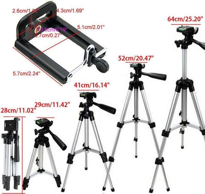 حامل كاميرا ثلاثي القوائم وقابل للتعديل فضي - Image 4