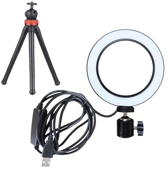 LED Ring Light With Gorilla Stand Black/Red - Image 2