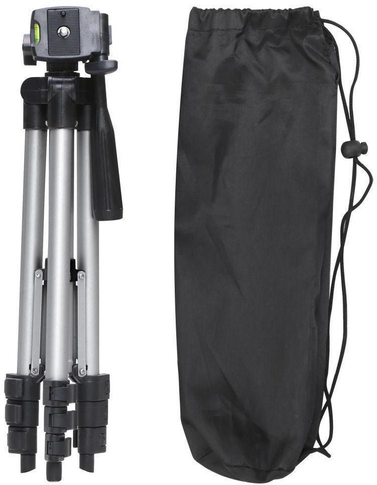 2-Piece Portable Standing Tripod With Bag Set Silver/Black  - Image 2