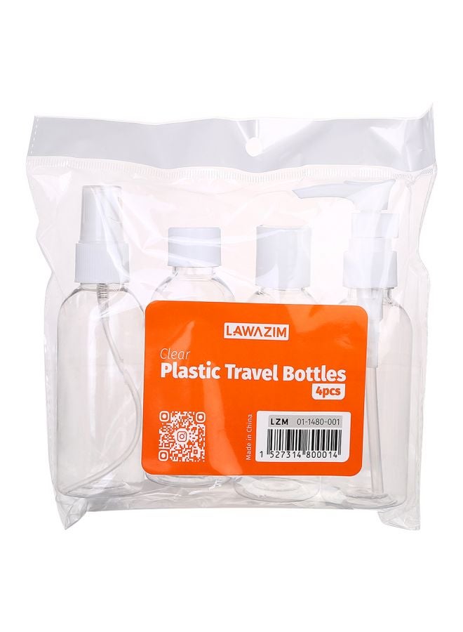 LAWAZIM 4-Piece Plastic Travel Bottle Set White - Image 4