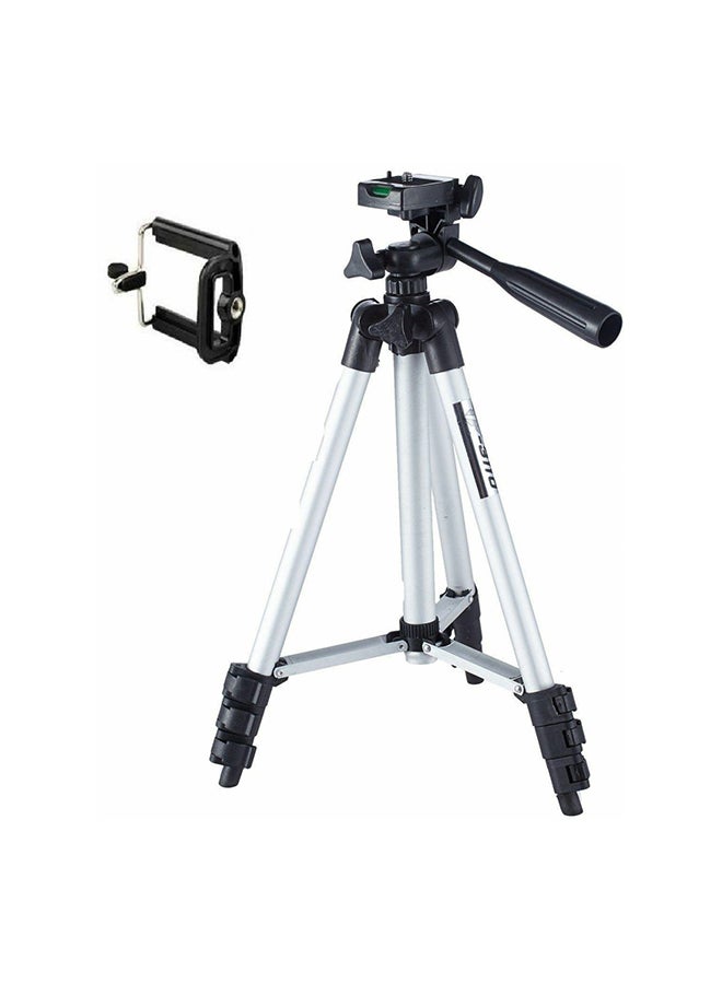 Flexible Aluminium Professional Tripod Stand With Bag Silver  - Image 1