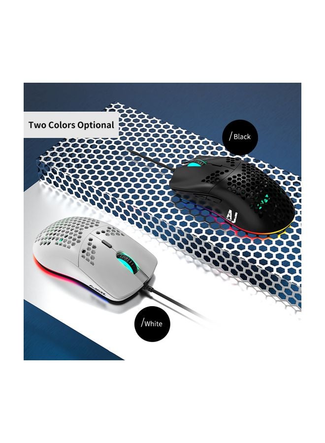 Ajazz AJ390 Honeycomb Design Wired Gaming Mouse White/Blue  - Image 3