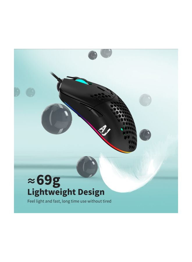 Ajazz AJ390 Honeycomb Design Wired Gaming Mouse White/Blue  - Image 4