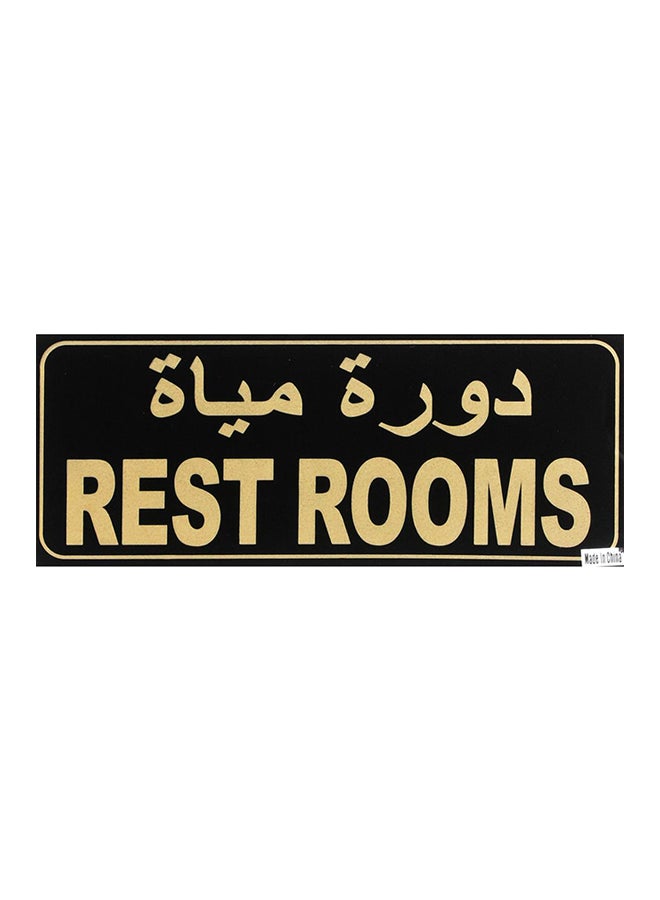 Rest Rooms Self Adhesive Sign Arabic/English Gold/Black