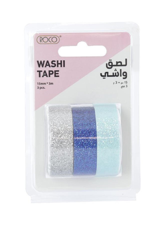 روكو شريط واشي من 3 قطع فضي/ أزرق/ كحلي