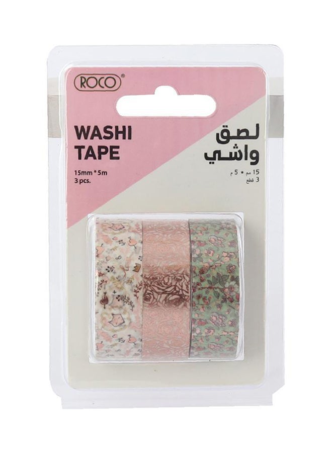 روكو طقم أشرطة واشي مكون من 3 قطع أبيض/وردي/أخضر