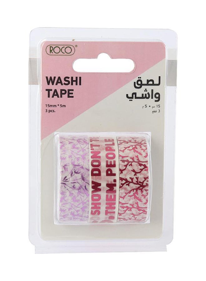 روكو شريط واشي من 3 قطع وردي/أحمر/أبيض