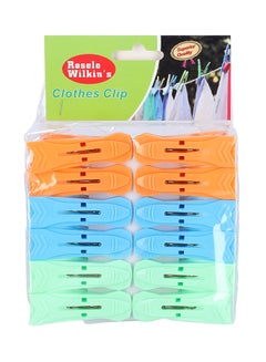 Royalford Clothes Clips Premium Quality Plastic Assorted Colors Multicolor Green/Orange/Blue 19inch  - Image 1