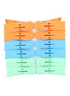 Royalford Clothes Clips Premium Quality Plastic Assorted Colors Multicolor Green/Orange/Blue 19inch  - Image 2