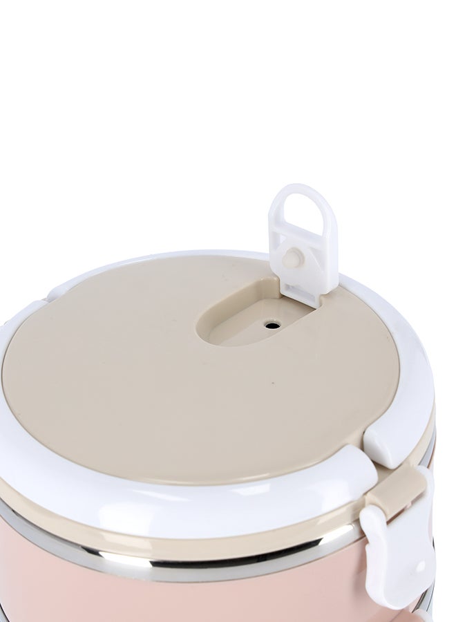 Royalford - Two Layer Round Lunch Box Beige/Pink/Blue 1400ml - Image 1