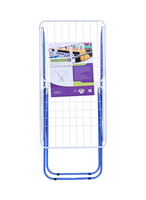 Versatile Multipurpose Adjustable Foldable Large Cloth Airer White Line/ Blue Boarder 180x55x105cm