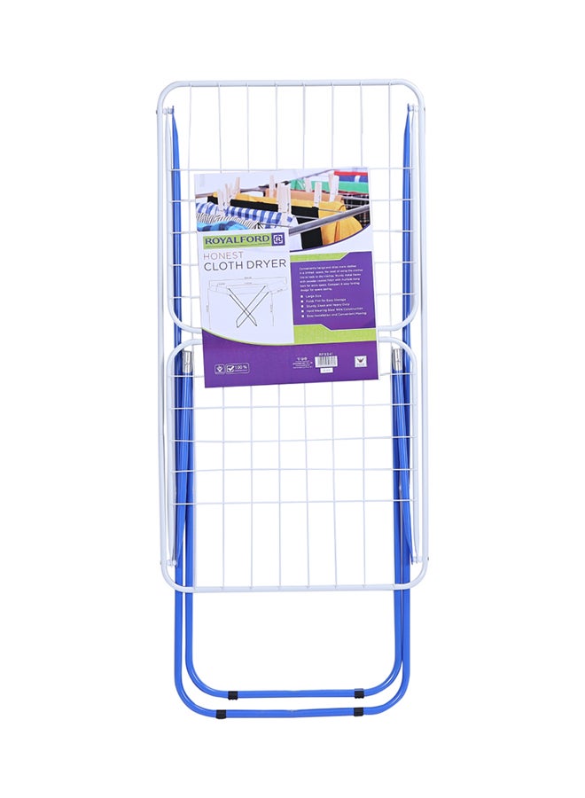 Royalford Versatile Multipurpose Adjustable Foldable Large Cloth Airer White Line/ Blue Boarder 180x55x105cm  - Image 1