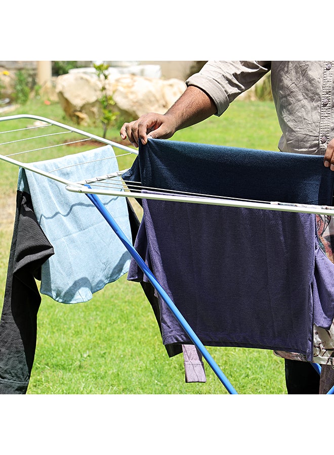 Royalford Versatile Multipurpose Adjustable Foldable Large Cloth Airer White Line/ Blue Boarder 180x55x105cm  - Image 4