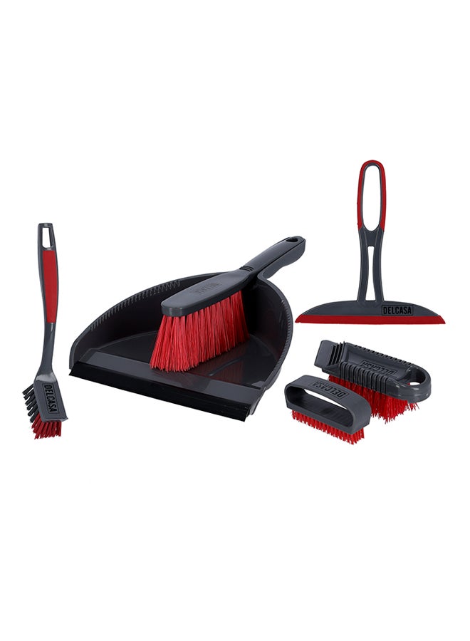 DELCASA - 6-Piece Floor Cleaning Set Grey/Red - Image 1