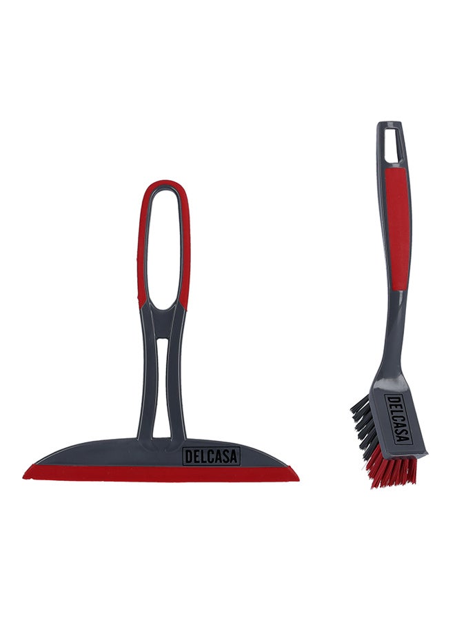 DELCASA - 6-Piece Floor Cleaning Set Grey/Red - Image 1