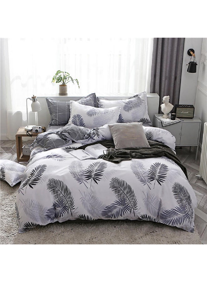 Sharpdo 4-Piece Queen Size Luxurious Comforter Set Microfiber White 220x240cm  - Image 1