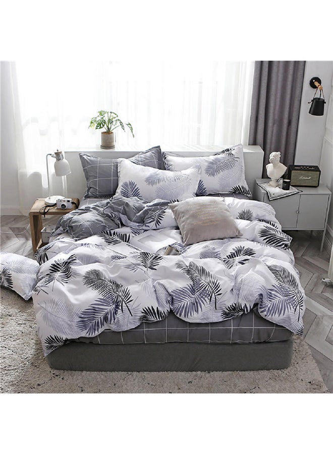 4-Piece Single Size Luxurious Cotton And Soft Microfiber Comforter Set (1 Duvet/Quilt Cover, 1 Flat Sheet, 2 Pillowcases) Microfiber White 230x250cm