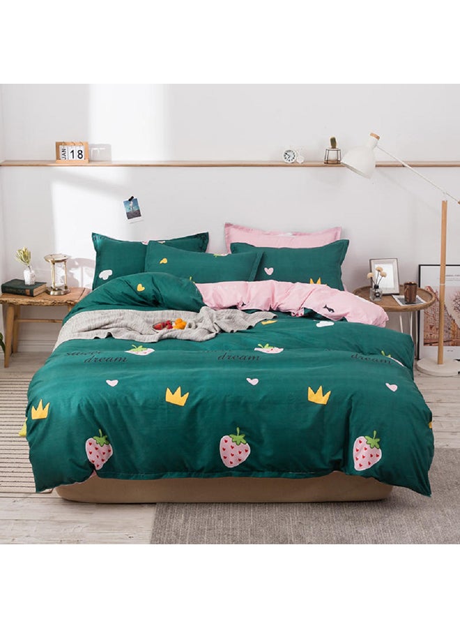 Sharpdo 4-Piece King Size Luxurious Cotton And Soft Microfiber Comforter Set (1 Duvet/Quilt Cover, 1 Flat Sheet, 2 Pillowcases) Green - Image 1