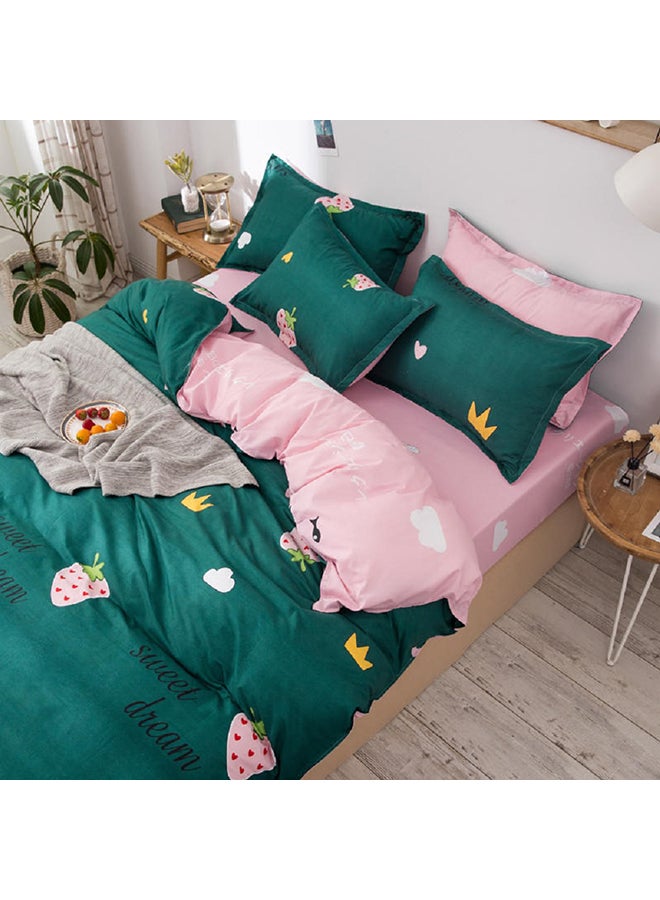 Sharpdo 4-Piece King Size Luxurious Cotton And Soft Microfiber Comforter Set (1 Duvet/Quilt Cover, 1 Flat Sheet, 2 Pillowcases) Green - Image 5