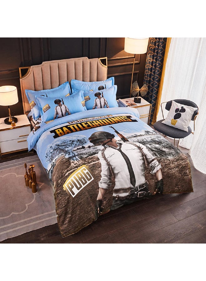 شاربدو طقم سرير من القطن الفاخر والمايكروفايبر الناعم مقاس فردي مكون من 4 قطع (لحاف/ غطاء لحاف/ شرشف/ غطائي وسادة) متعدد الألوان - Image 1