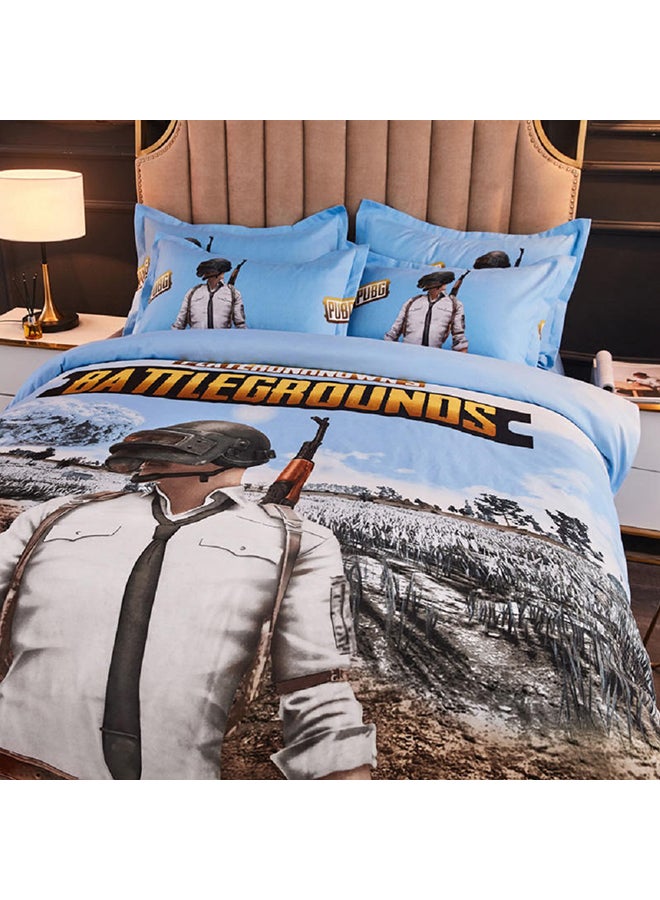 شاربدو طقم سرير من القطن الفاخر والمايكروفايبر الناعم مقاس فردي مكون من 4 قطع (لحاف/ غطاء لحاف/ شرشف/ غطائي وسادة) متعدد الألوان - Image 4