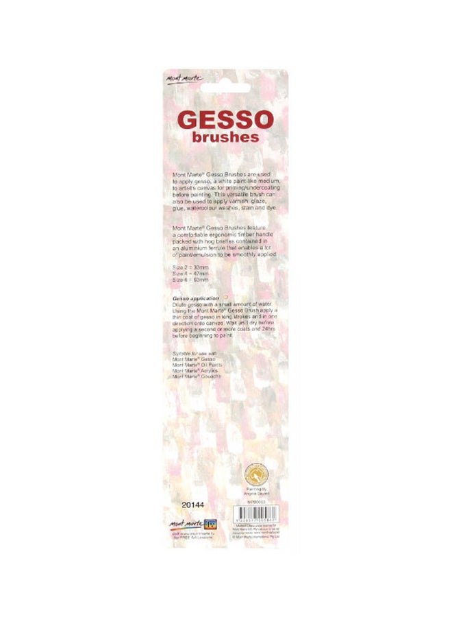 3-Piece Gesso Flat Paint Brush Set Beige