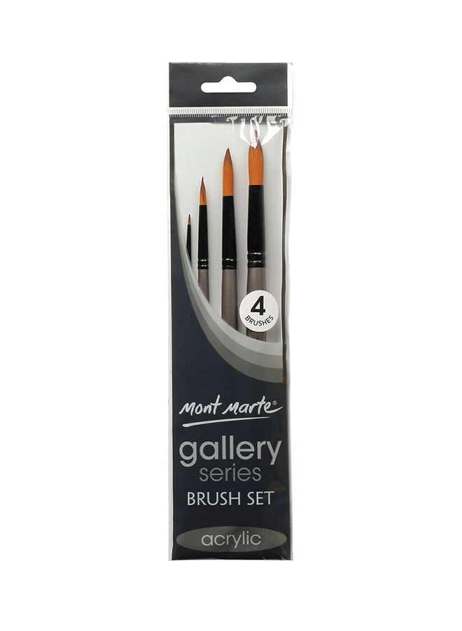 4-Piece Gallery Series Round Brush Set Black/Grey