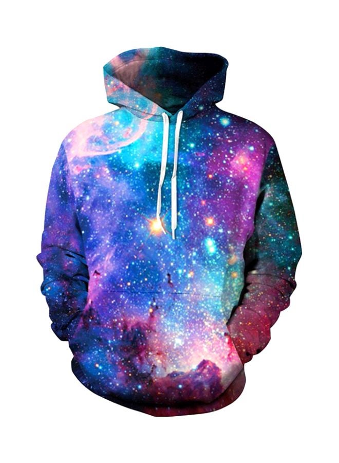 3D Digital Universe Printed Hoodie Blue/Pink/Purple - Image 1