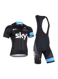 Generic Printed Bicycling T-Shirt And Pant Set Black/Blue  - Image 1