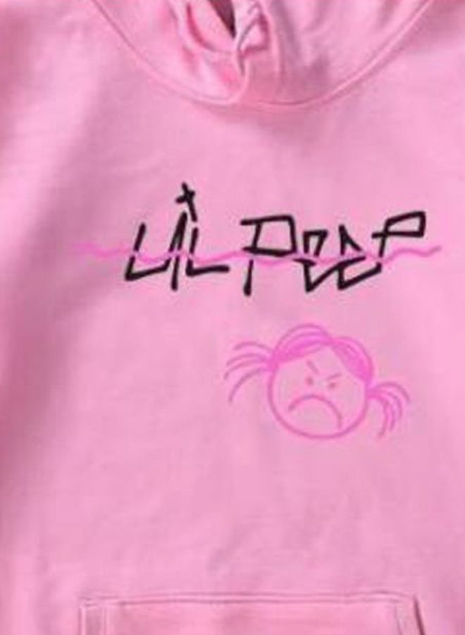 Printed Cotton Hooded Sweatshirt Pink/Black - Image 2