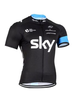 Generic Printed Bicycling T-Shirt And Pant Set Black/Blue  - Image 2