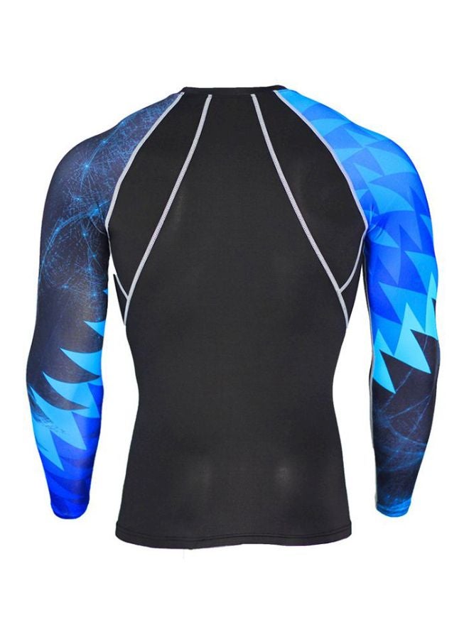 Printed Crew Neck T-Shirt Black/Blue - Image 2