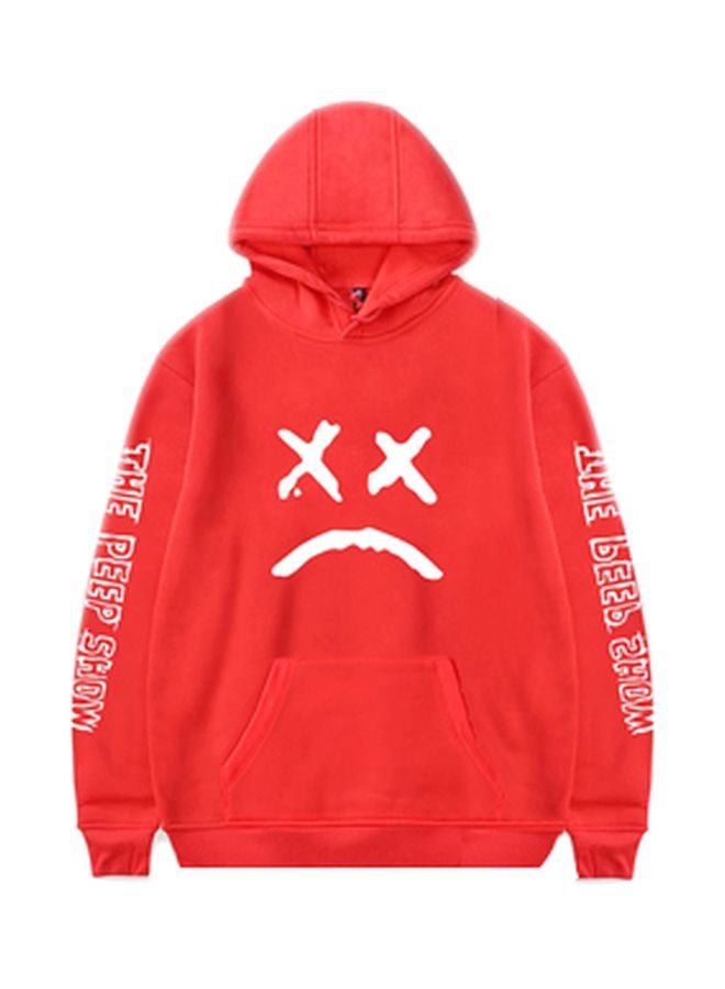 The Peep Show Printed Hoodie Red/White - Image 1