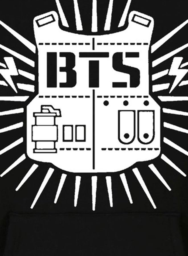 BTS Printed Polyester Hooded Sweatshirt Black/White - Image 2