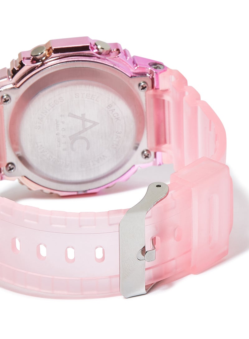 AC SPORTS Octagon Resin Digital Wrist Watch X37 - 36 mm - Pink  - Image 3