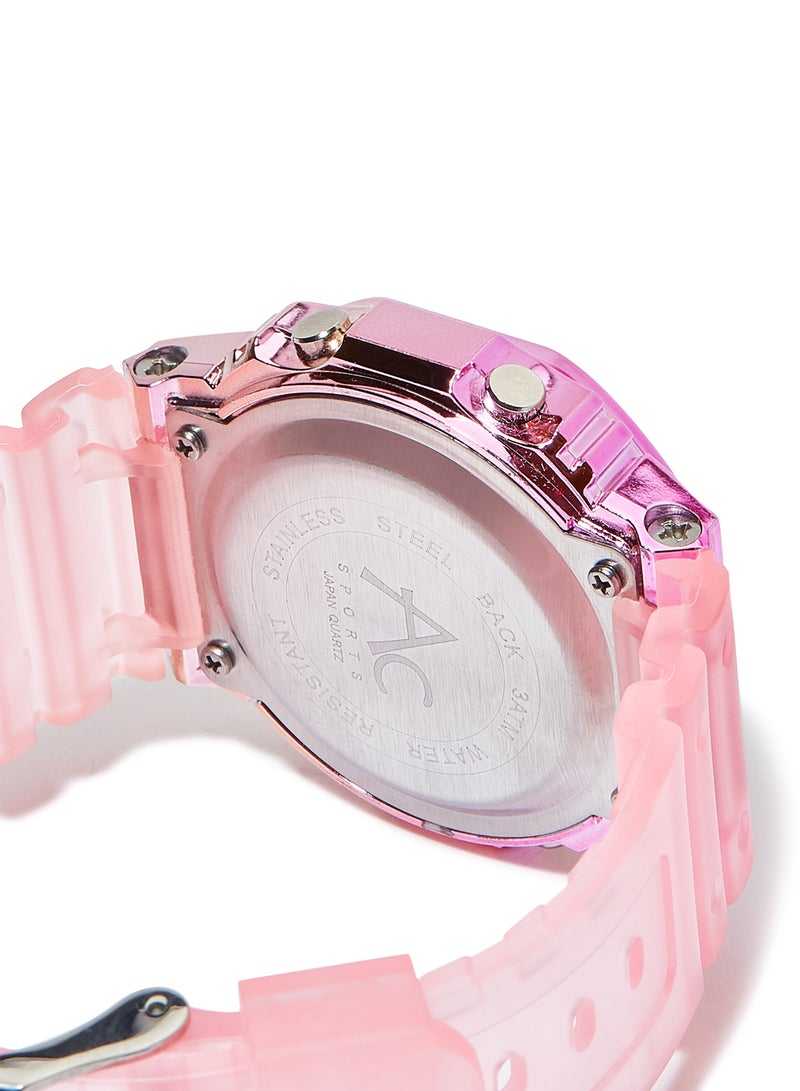 AC SPORTS Octagon Resin Digital Wrist Watch X37 - 36 mm - Pink  - Image 4