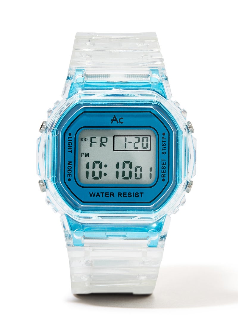 AC SPORTS Octagon Resin Digital Wrist Watch X36 - 36 mm - Transparent  - Image 1