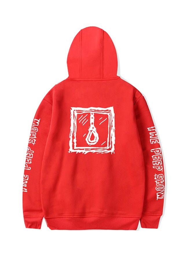 The Peep Show Printed Hoodie Red/White - Image 2
