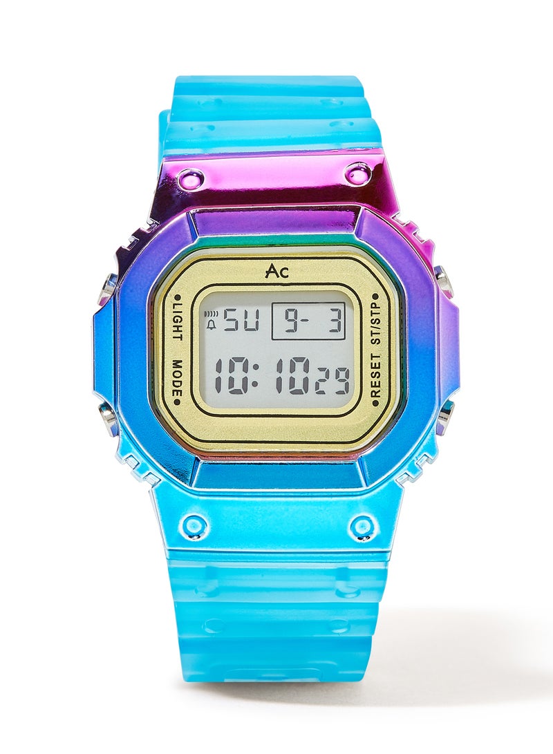 AC SPORTS Octagon Resin Digital Wrist Watch X40 - 36 mm - Sky Blue  - Image 1