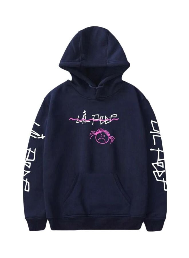 Printed Cotton Hooded Sweatshirt Blue/White/Pink - Image 1