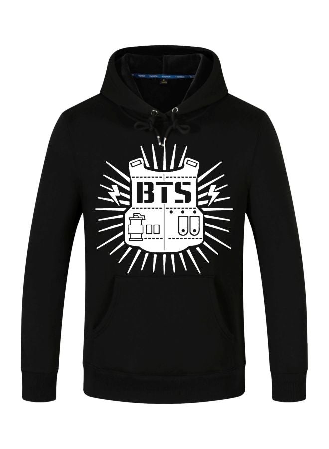 BTS Printed Polyester Hooded Sweatshirt Black/White - Image 1