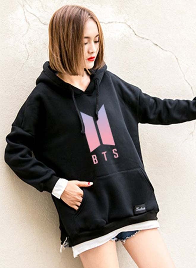 Long Sleeves Hoodie Black/Pink - Image 3