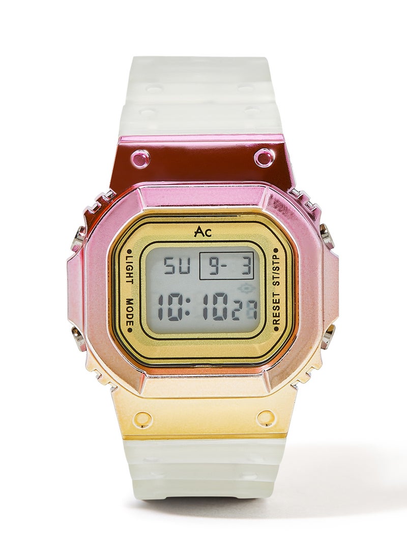 AC SPORTS Octagon Resin Digital Wrist Watch X33 - 36 mm - Transparent  - Image 1